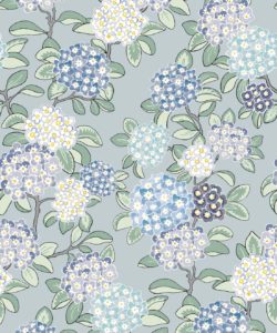 Hydrangea Blue Painted Floral Wallpaper