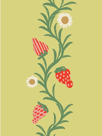 Colour Theory | Strawberry Fields Wallpaper | Colourway: Chartreuse & Red | Anything But Basic Collection | Gray Benko x Milton&King