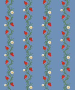 Strawberry Fields Wallpaper | Colourway: Blue & Red | Anything But Basic Collection | Gray Benko x Milton&King | Swatch