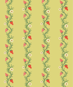 Strawberry Fields Wallpaper | Colourway: Chartreuse & Red | Anything But Basic Collection | Gray Benko x Milton&King | Swatch