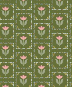 Flora Wallpaper | Colourway: Green & Pink | Anything But Basic Collection | Gray Benko x Milton&King | Swatch