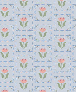 Flora Wallpaper | Colourway: Periwinkle & Pink | Anything But Basic Collection | Gray Benko x Milton&King | Swatch