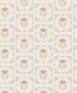 Flora Wallpaper | Colourway: Taupe & Blue | Anything But Basic Collection | Gray Benko x Milton&King | Swatch