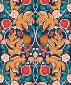 Figs & Strawberries Wallpaper • Botanical Fruit Wallpaper • Imperial • Swatch