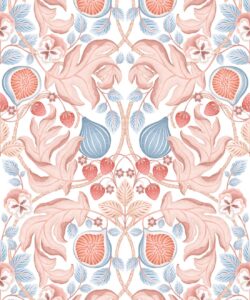 Figs & Strawberries Wallpaper • Botanical Fruit Wallpaper • Light • Swatch