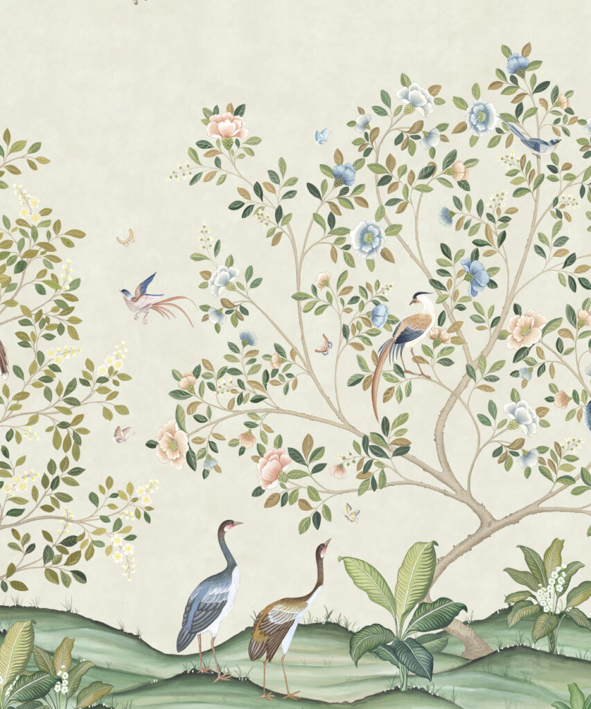 Spring Landscape Wallpaper • Beige • Swatch