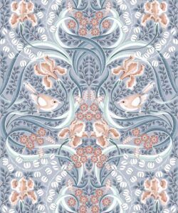 Bellbirds & Iris Wallpaper • Dusty Blue • Swatch