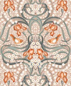 Bellbirds & Iris Wallpaper • Pistachio • Swatch
