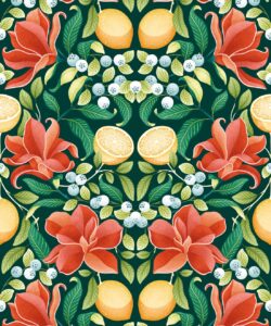 Lemons & Magnolia - Scarlet Forest Green