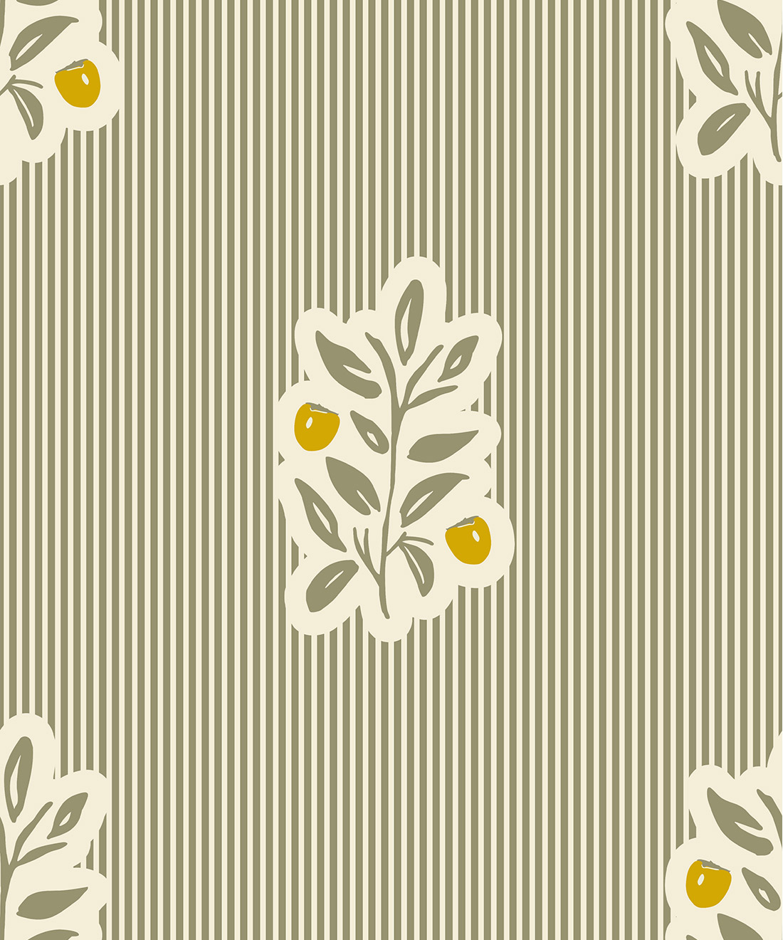 Piper,Nooooo Wallpaper | Colourway: Olive & Yellow | Anything But Basic Collection | Gray Benko x Milton&King | Swatch